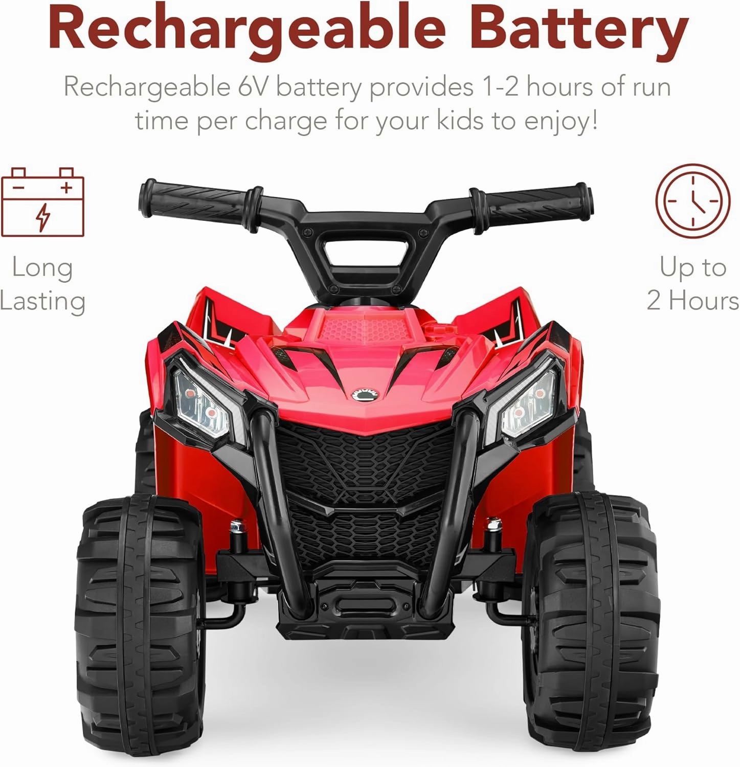 Best Choice Products 6V Kids Ride On Toy, 4-Wheeler Quad ATV Play Car w/ 1.8MPH Max Speed, Treaded Tires, Rubber Handles, Push-Button Accelerator - Red