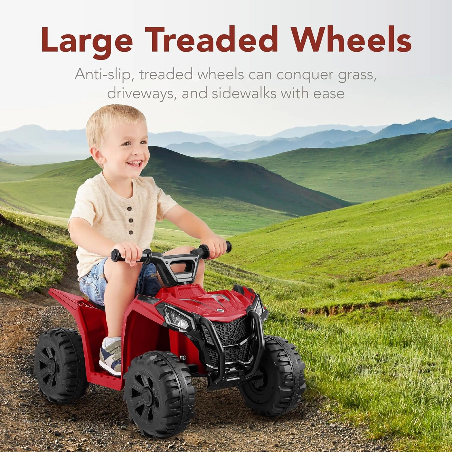 Best Choice Products 6V Kids Ride On Toy, 4-Wheeler Quad ATV Play Car w/ 1.8MPH Max Speed, Treaded Tires, Rubber Handles, Push-Button Accelerator - Red