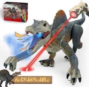 BEZGAR Remote Control Dinosaur, RC Walking Robot Dinosaur Toys with Light, Auto Spraying and Roaring Jurassic Spinosaurus Dinosaur Robot Toy for Boys 3 Years Old