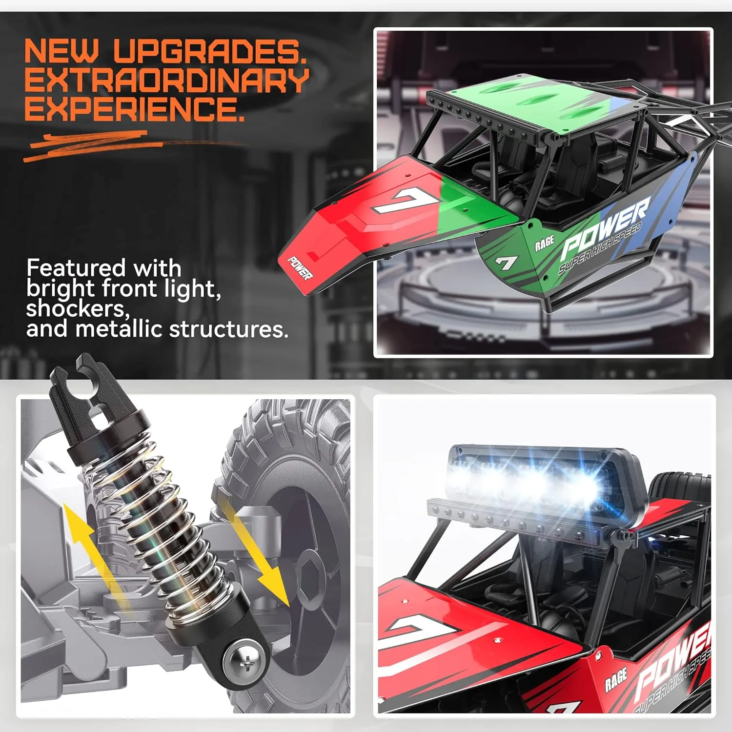 BEZGAR TB141 RC Cars-1:14 Scale Remote Control Car, 2WD High Speed 20 Km/h Electric Toy Off Road RC Car Vehicle Truck Crawler with LED Headlight and Two Rechargeable Batteries for Kids and Adults