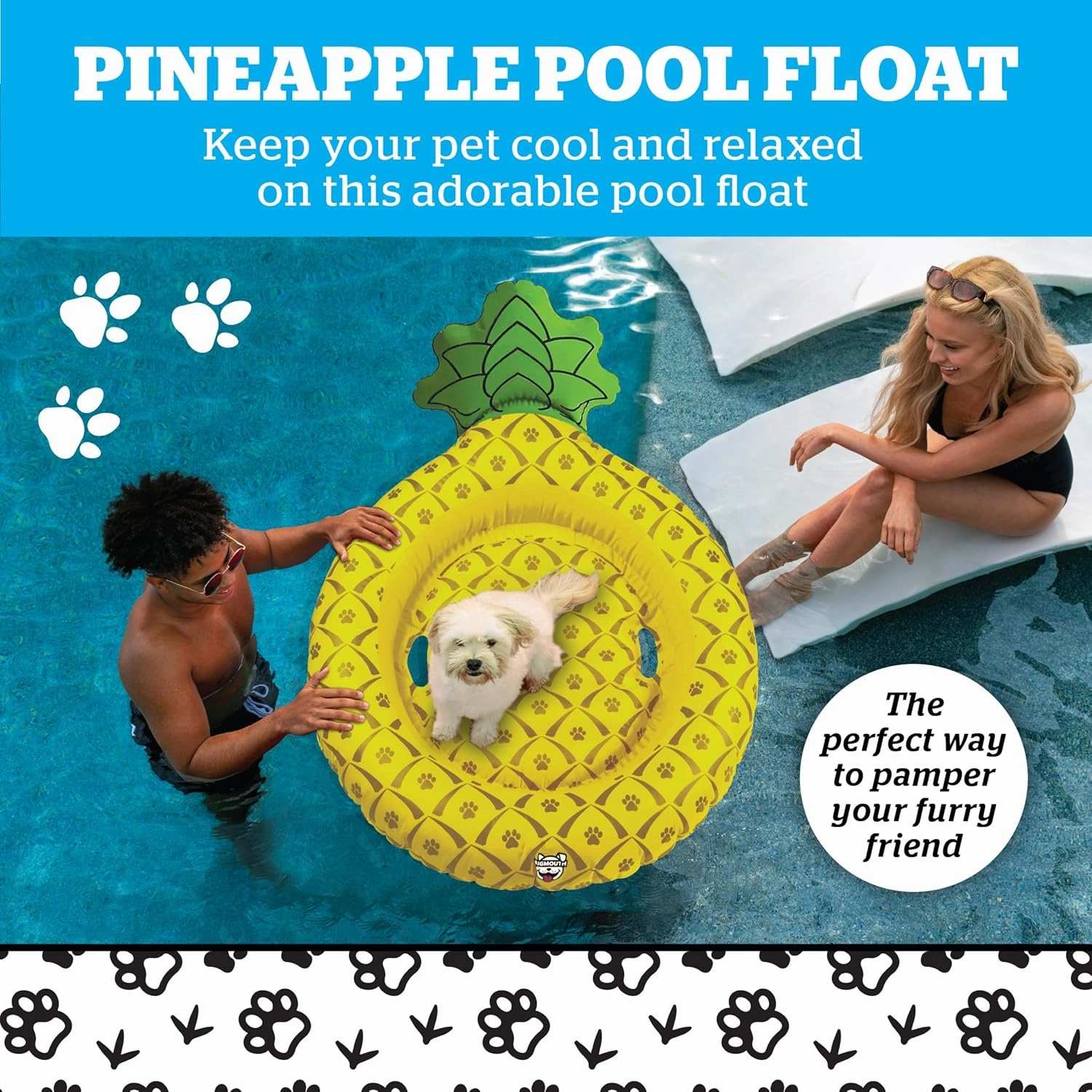 BigMouth Inc. Pool Float for Dogs, Durable Inflatable Vinyl Raft for Small to Medium Sized Dogs