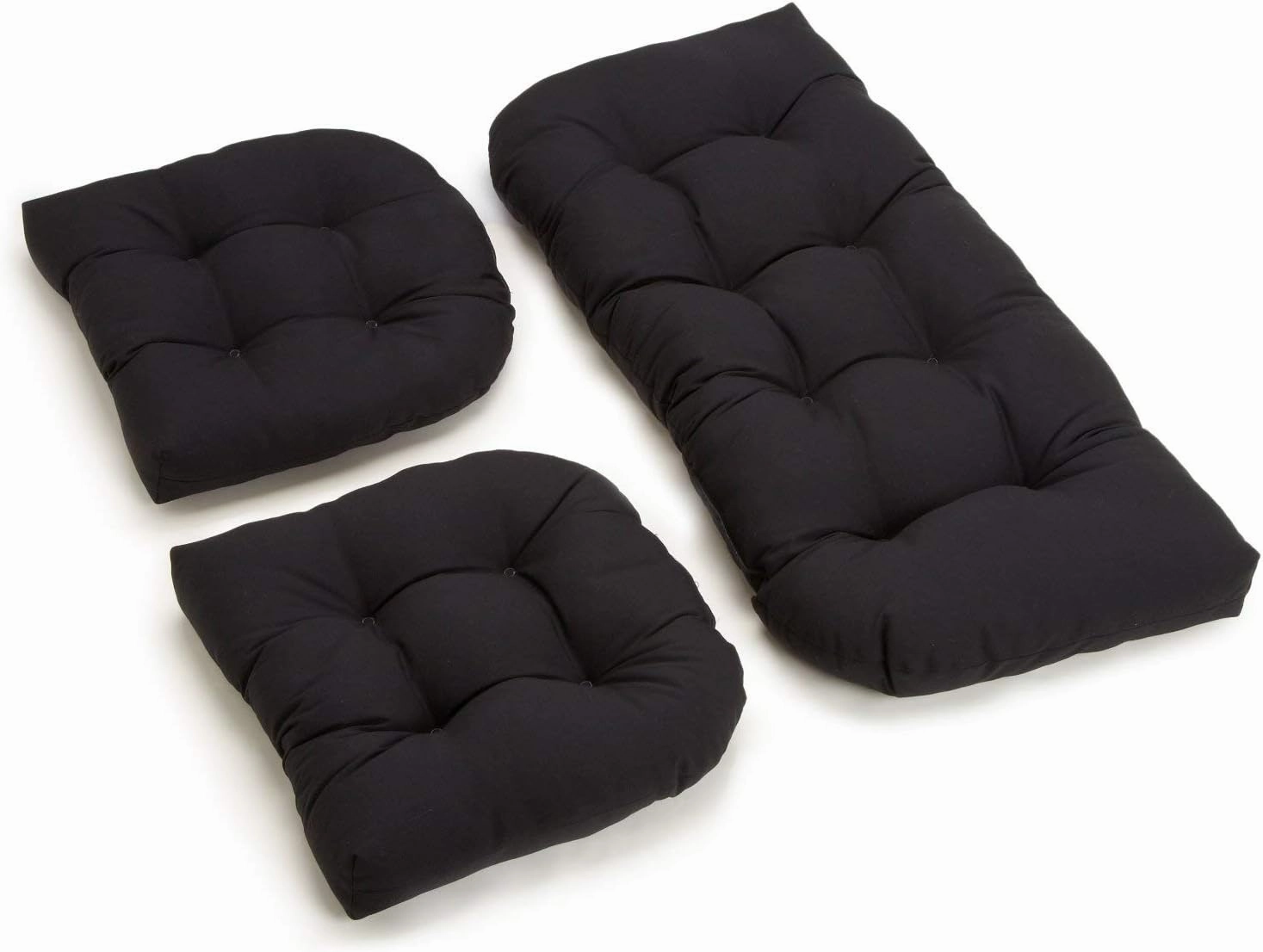 Blazing Needles Twill Settee Group Cushions, Black, Set of 3