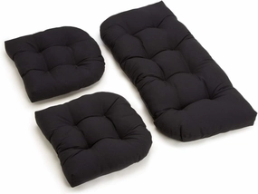 Blazing Needles Twill Settee Group Cushions, Black, Set of 3