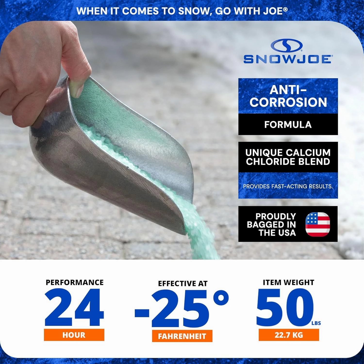 Blue Heat Ice Melt Pellets, Calcium Blend Deicer Snow Melter for Driveway 50 lb, Blue