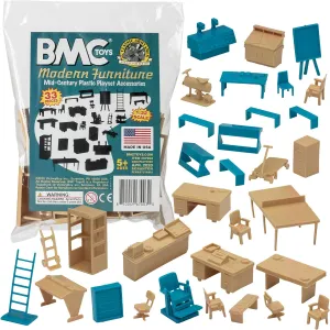 BMC Classic Marx Mid-Century Modern Furniture - 32pc Plastic Playset Accessories