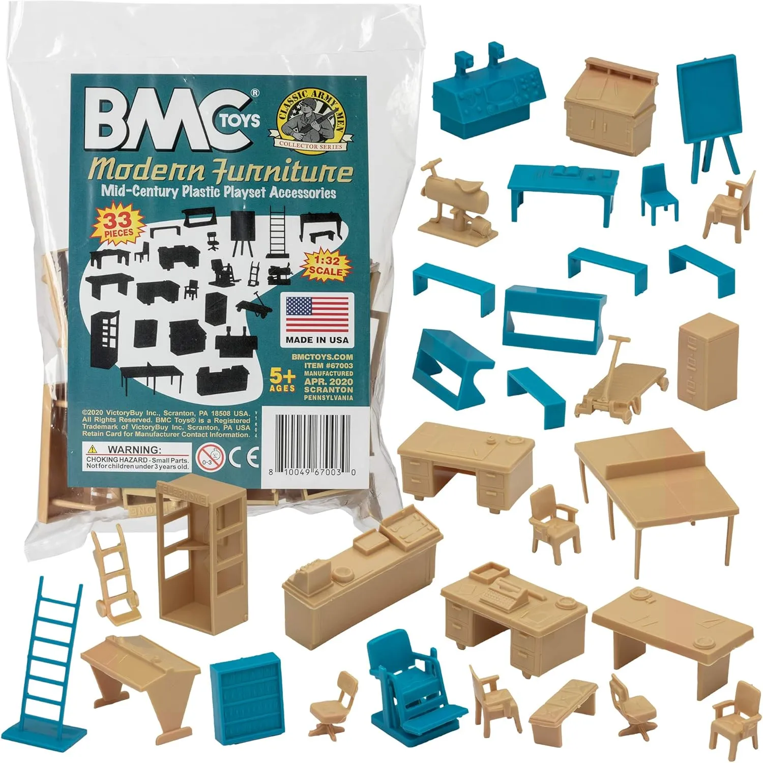 BMC Classic Marx Mid-Century Modern Furniture - 32pc Plastic Playset Accessories