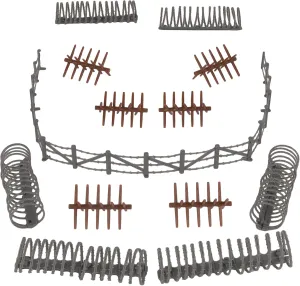BMC CTS Concertina Barbed Wire Fence Barricade - 18pc Plastic Army Men Accessory