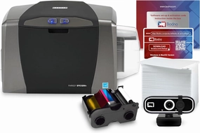 Bodno Fargo DTC1250e Single Sided ID Card Printer & Complete Supplies Package with Bronze Edition Software
