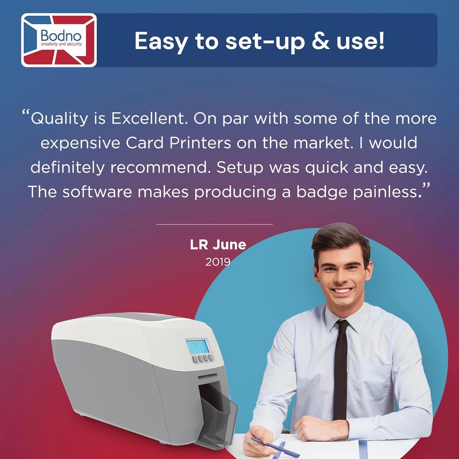 Bodno Magicard 600 Dual Sided ID Card Printer & Complete Supplies Package ID Software - Bronze Edition