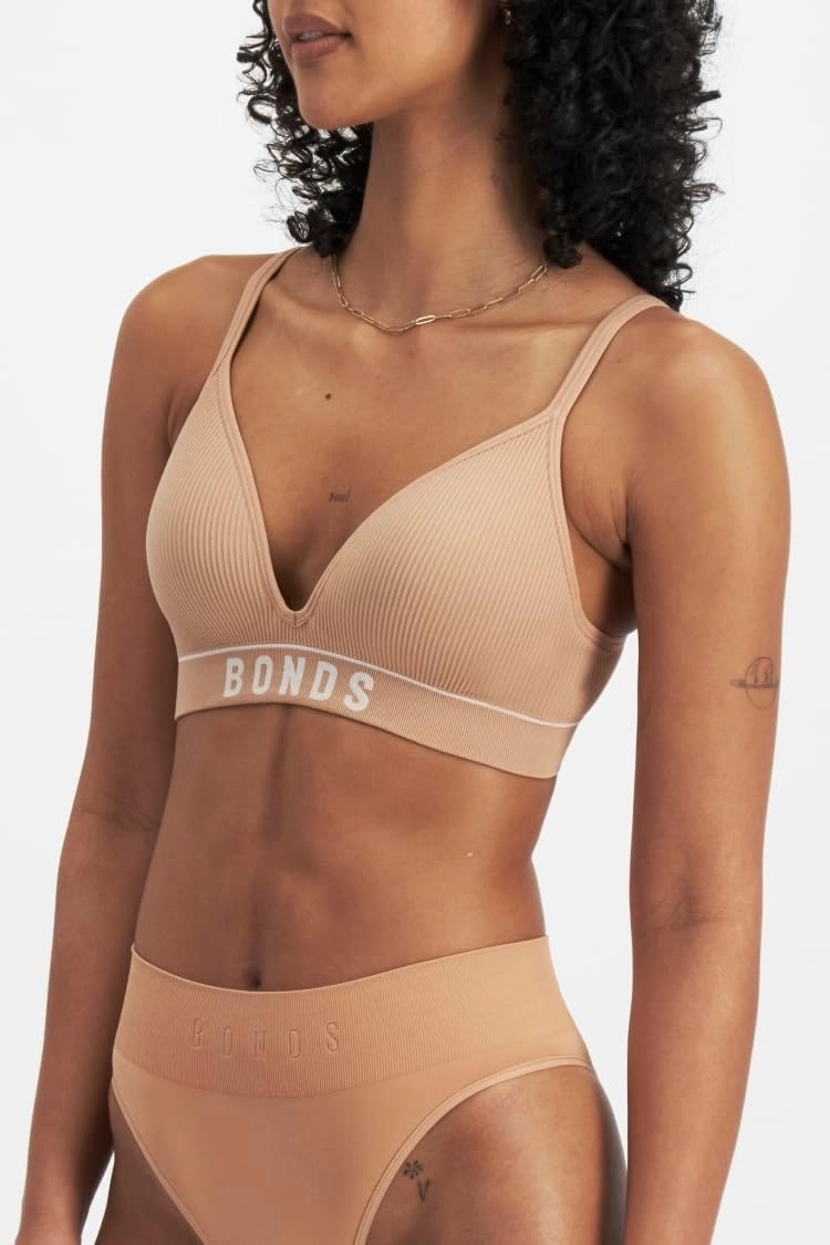 Bonds T-Shirt Stretch Rib Wireless Bra with Contour Cups for Women