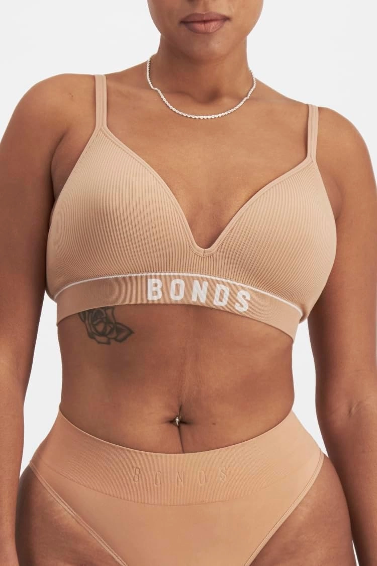 Bonds T-Shirt Stretch Rib Wireless Bra with Contour Cups for Women