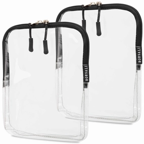 BORSALI TSA Quart Size Bag Approved for Carry On Travel - One (1) Quart Clear Toiletries, Cosmetic and 3-1-1 Liquids Toiletry Bag - 2 Pack