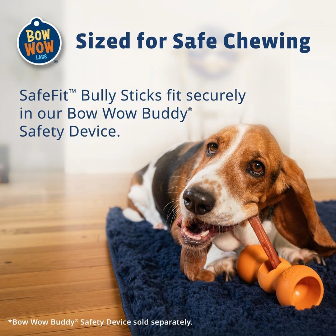 Bow Wow Labs 6" Bully Sticks for Dogs | 100% All Natural, Grass-Fed, Free-Range Beef | Low Odor | Long Lasting Chews | SafeFit | 10 Pack (Thick)