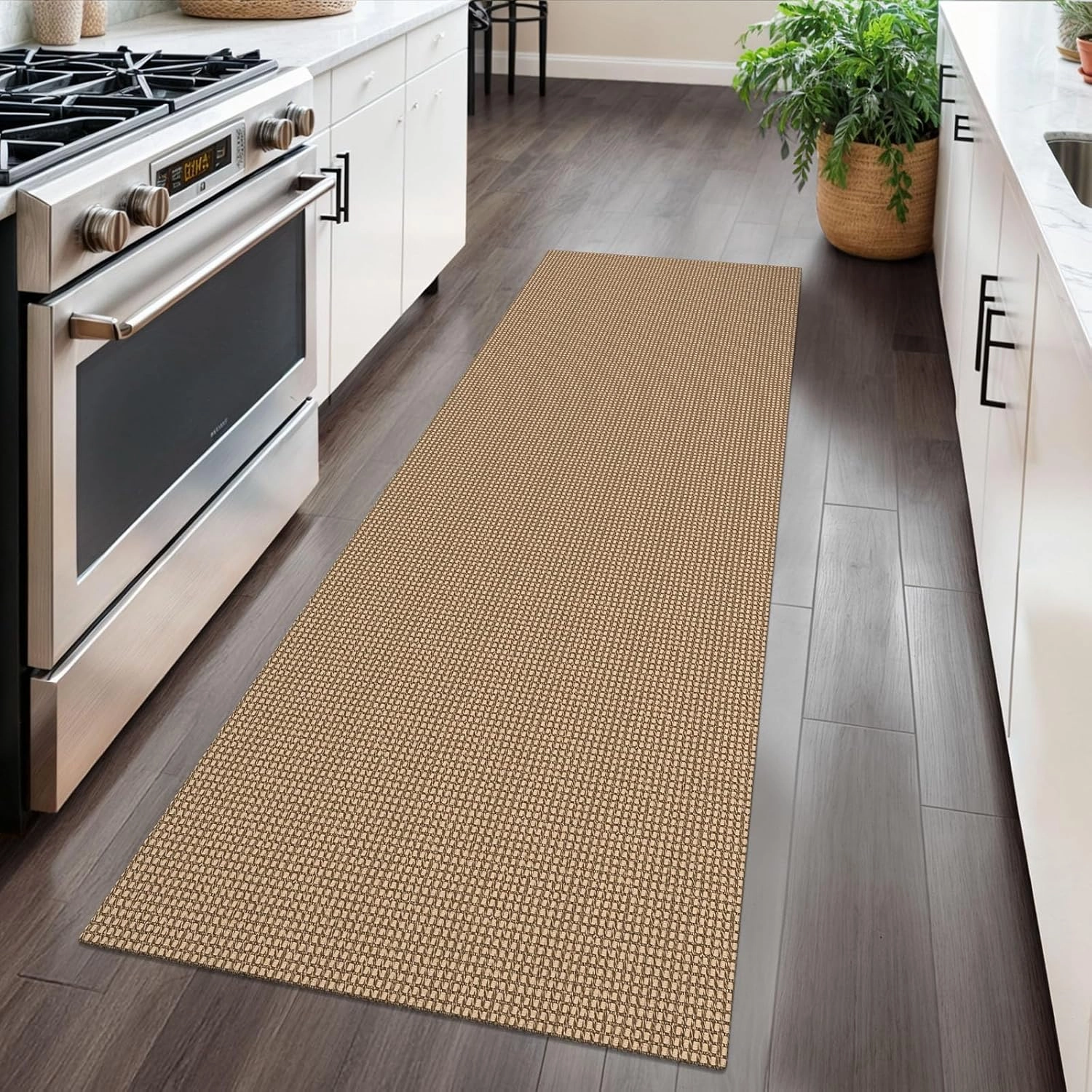 Braided Runner Rug 2x5 Ft Washable Runners for Hallways Non Slip Kitchen Runner Rug Cotton Entryway Runner Indoor, Woven Floor Carpet for Hall Kitchen Bedroom, Orange/Tan/Brown