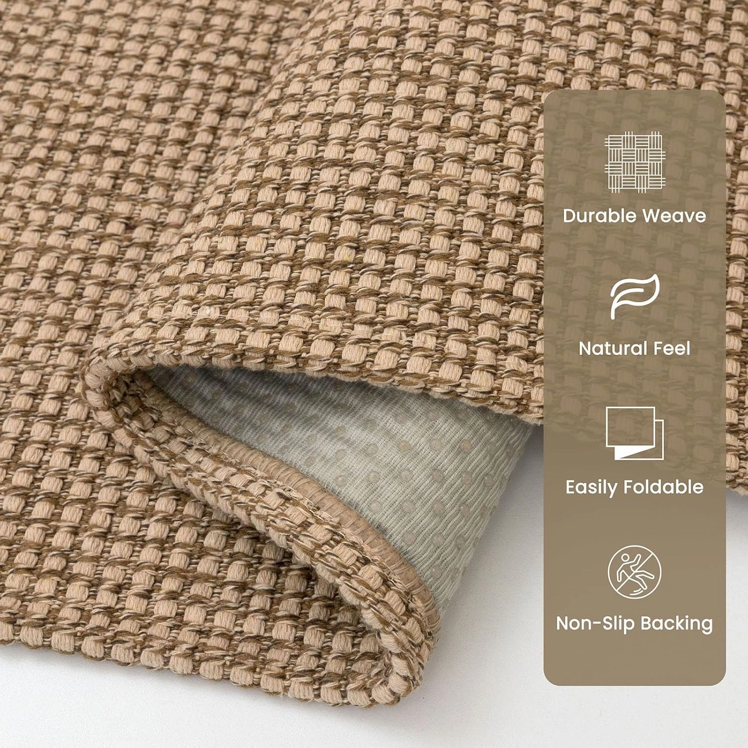 Braided Runner Rug 2x5 Ft Washable Runners for Hallways Non Slip Kitchen Runner Rug Cotton Entryway Runner Indoor, Woven Floor Carpet for Hall Kitchen Bedroom, Orange/Tan/Brown