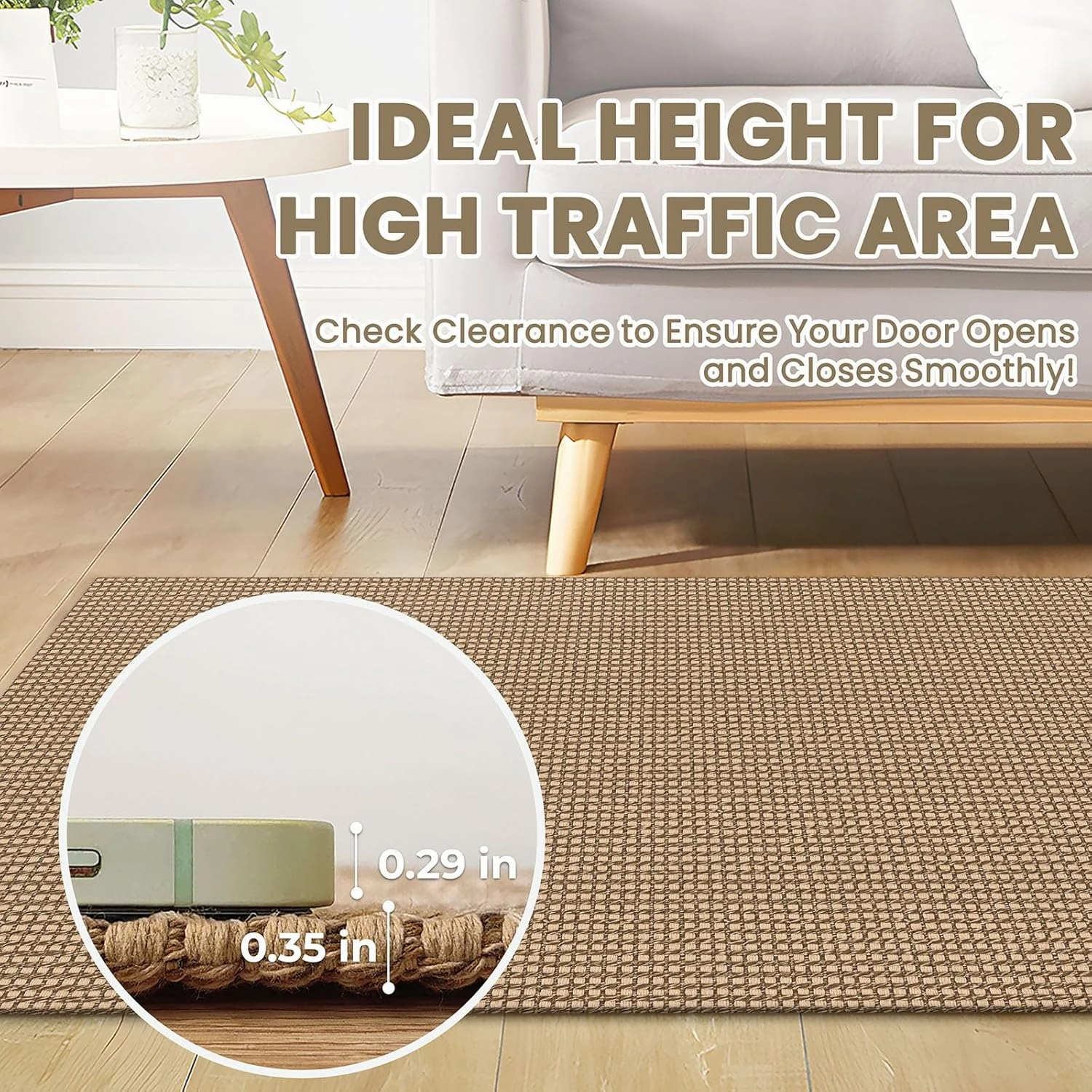 Braided Runner Rug 2x5 Ft Washable Runners for Hallways Non Slip Kitchen Runner Rug Cotton Entryway Runner Indoor, Woven Floor Carpet for Hall Kitchen Bedroom, Orange/Tan/Brown
