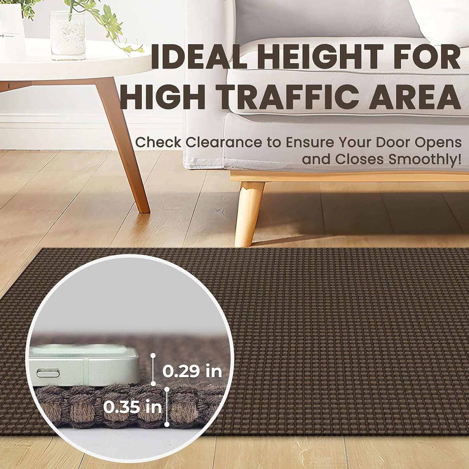 Braided Runner Rug 2x5 Ft Washable Runners for Hallways Non Slip Rubber Backed Kitchen Runners Cotton Entryway Runner Indoor, Woven Floor Carpet for Hall Kitchen Bedroom, Brown