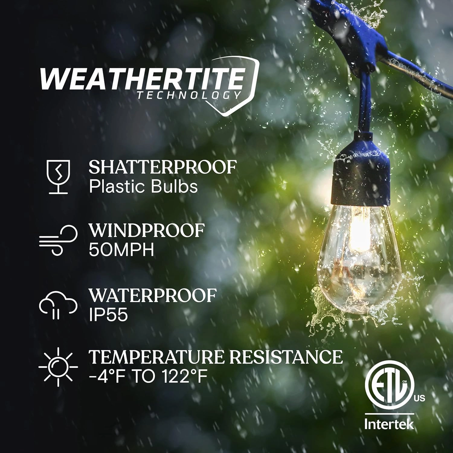 Brightech Ambience Pro Solar Powered Outdoor Patio String Lights - Commercial Grade 27 Ft Waterproof with 12 Edison Bulbs , Shatterproof LED - 2W , Soft White