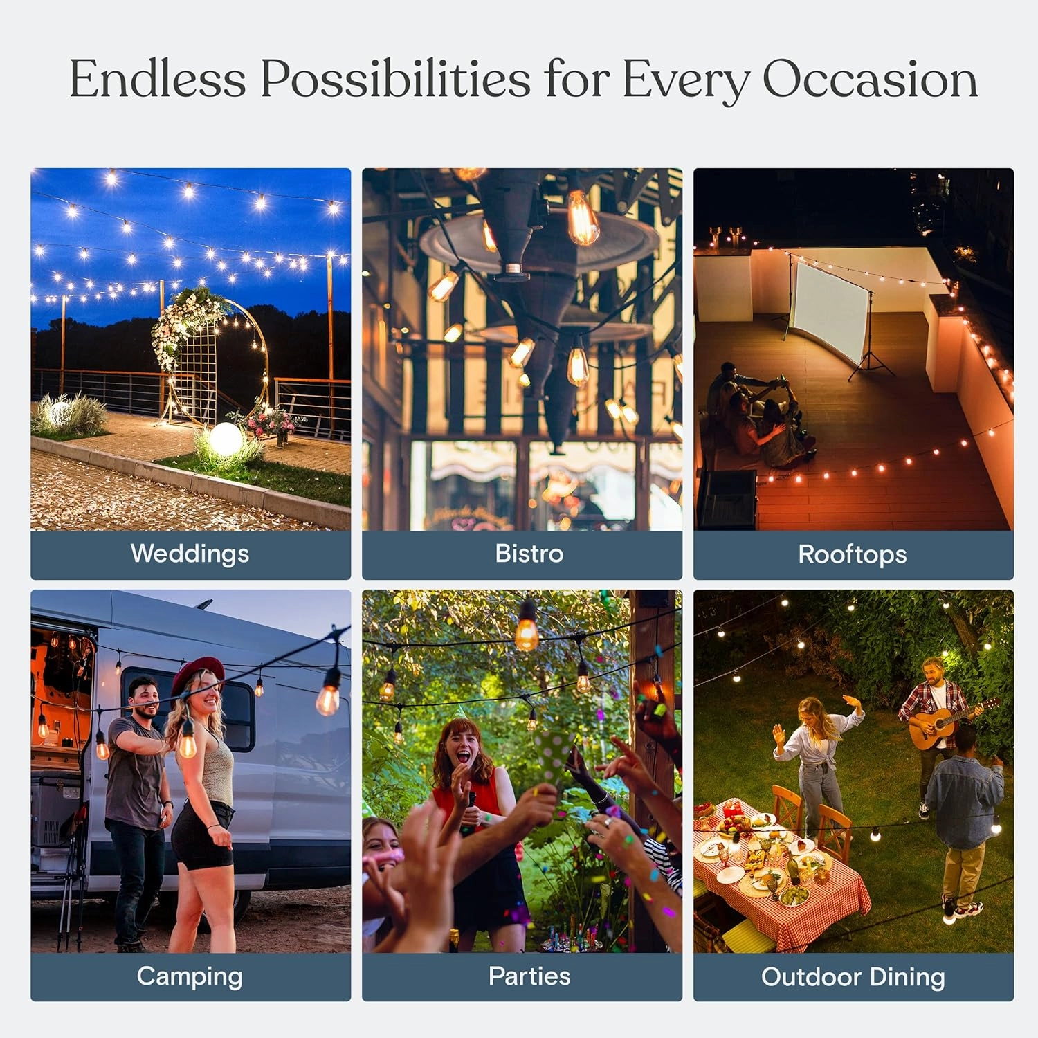 Brightech Ambience Pro Solar Powered Outdoor Patio String Lights - Commercial Grade 27 Ft Waterproof with 12 Edison Bulbs , Shatterproof LED - 2W , Soft White
