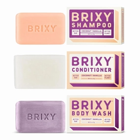 BRIXY Balancing Shampoo and Conditioner Bar Set with Moisturizing Body Wash Bar, Controls Oil & Hydrates Strands, Removes Build Up, Moisturizes Skin, All Hair Types, pH Balance, Color Safe, Vegan
