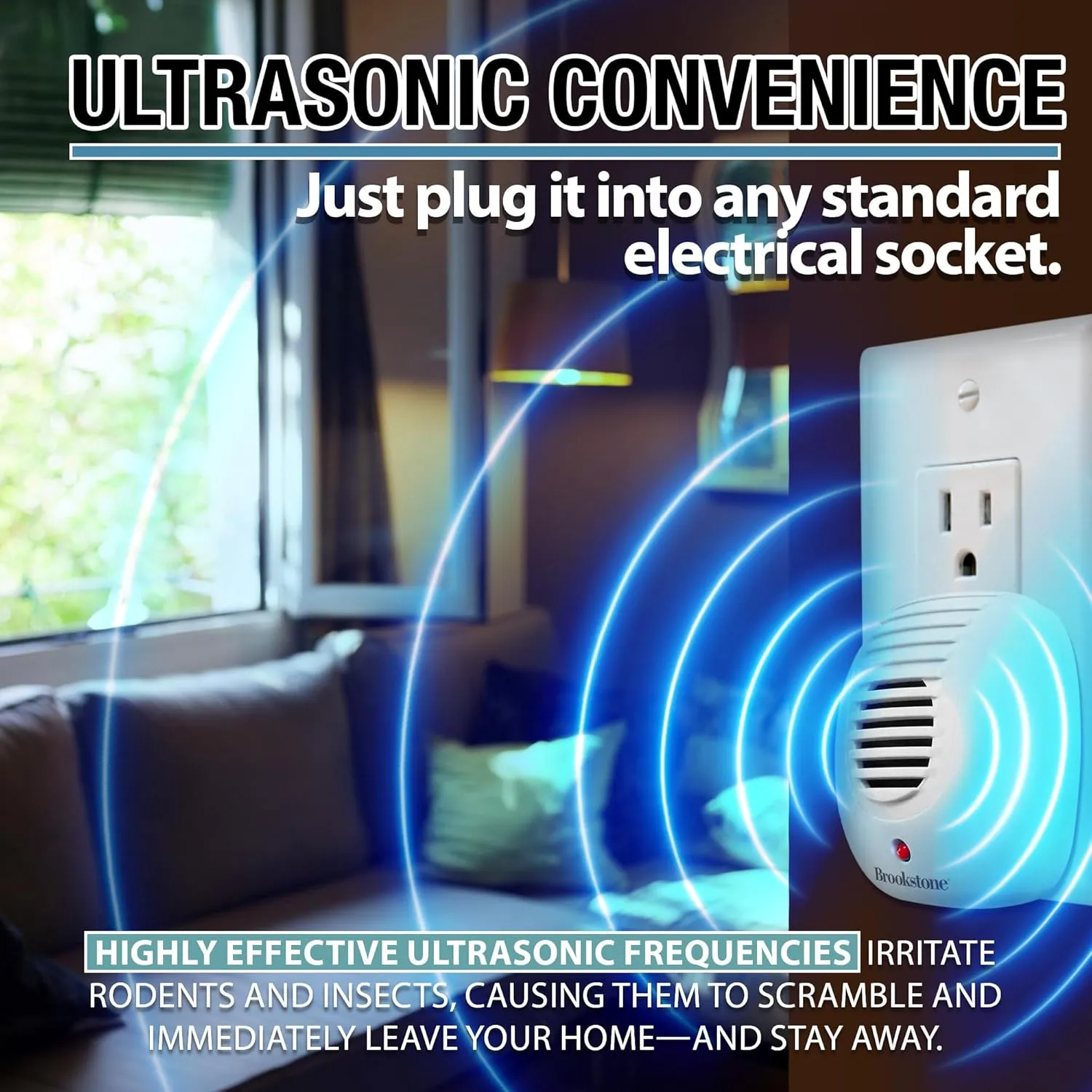 Brookstone Ultrasonic Pest Repeller - Pack Size: 6 - Safe & Effective Chemical Free Pest Deterrent for Home