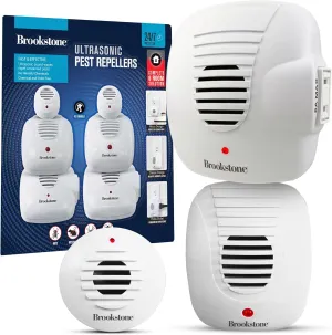 Brookstone Ultrasonic Pest Repeller - Pack Size: 6 - Safe & Effective Chemical Free Pest Deterrent for Home