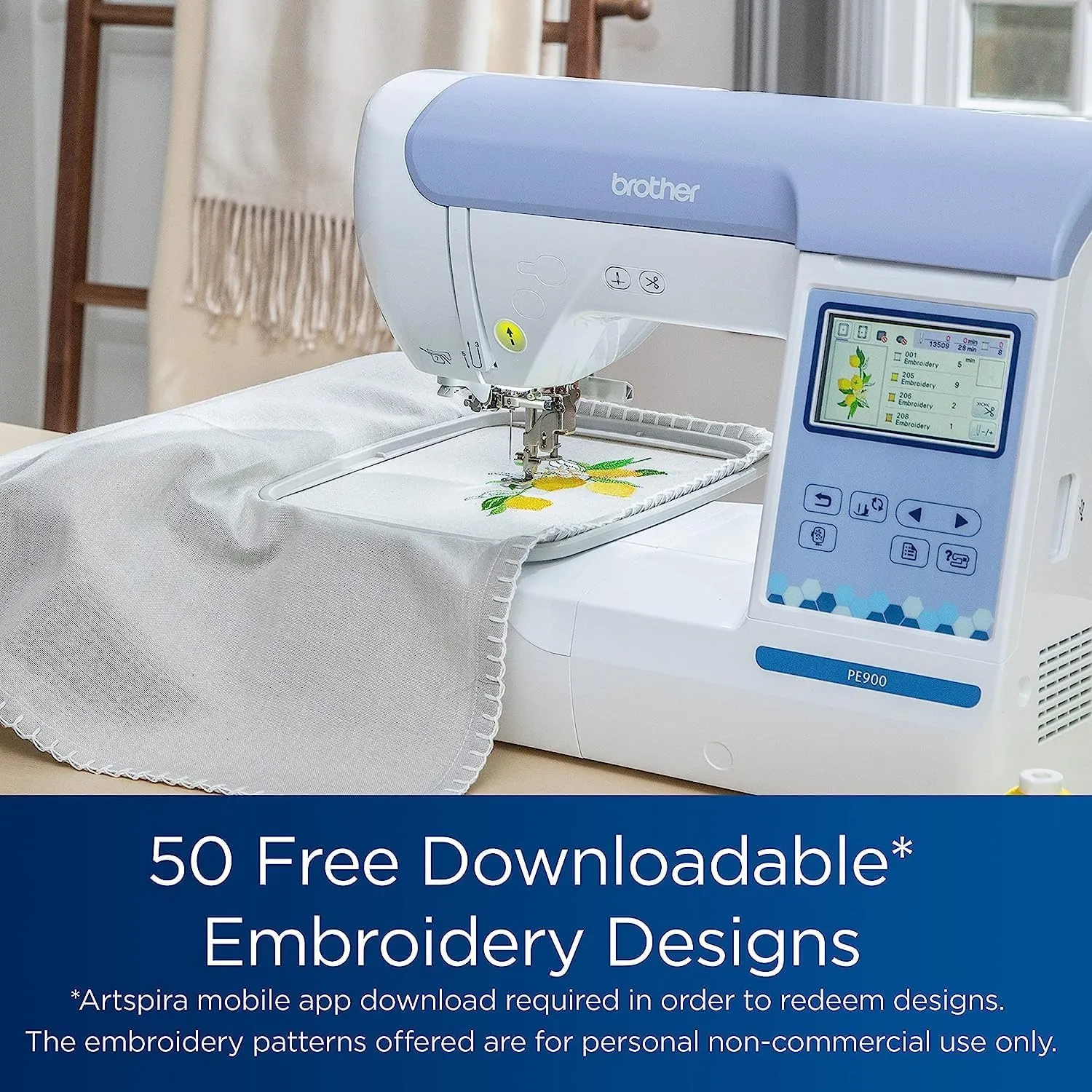 Brother PE900 Embroidery Machine with WLAN and 4"x7" Magnetic Embroidery Hoop Frame
