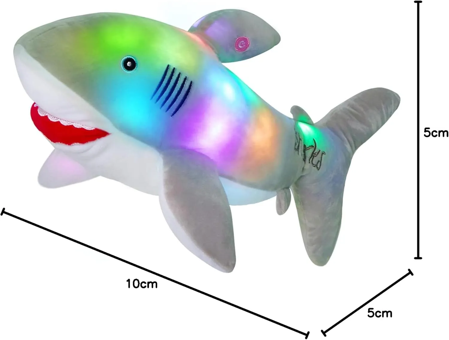 BSTAOFY 20'' Light up Shark Stuffed Animal Glow Soft Plush Toys Ocean Species LED Night Lights Birthday Valentines Christmas for Toddler Kids, Gray