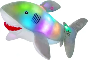 BSTAOFY 20'' Light up Shark Stuffed Animal Glow Soft Plush Toys Ocean Species LED Night Lights Birthday Valentines Christmas for Toddler Kids, Gray