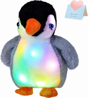 BSTAOFY Light up Penguin Stuffed Animal Glow Perky Adorable LED Floppy Plush Toy Nightlight Gift for Kids on Birthday Christmas Holiday, 11''