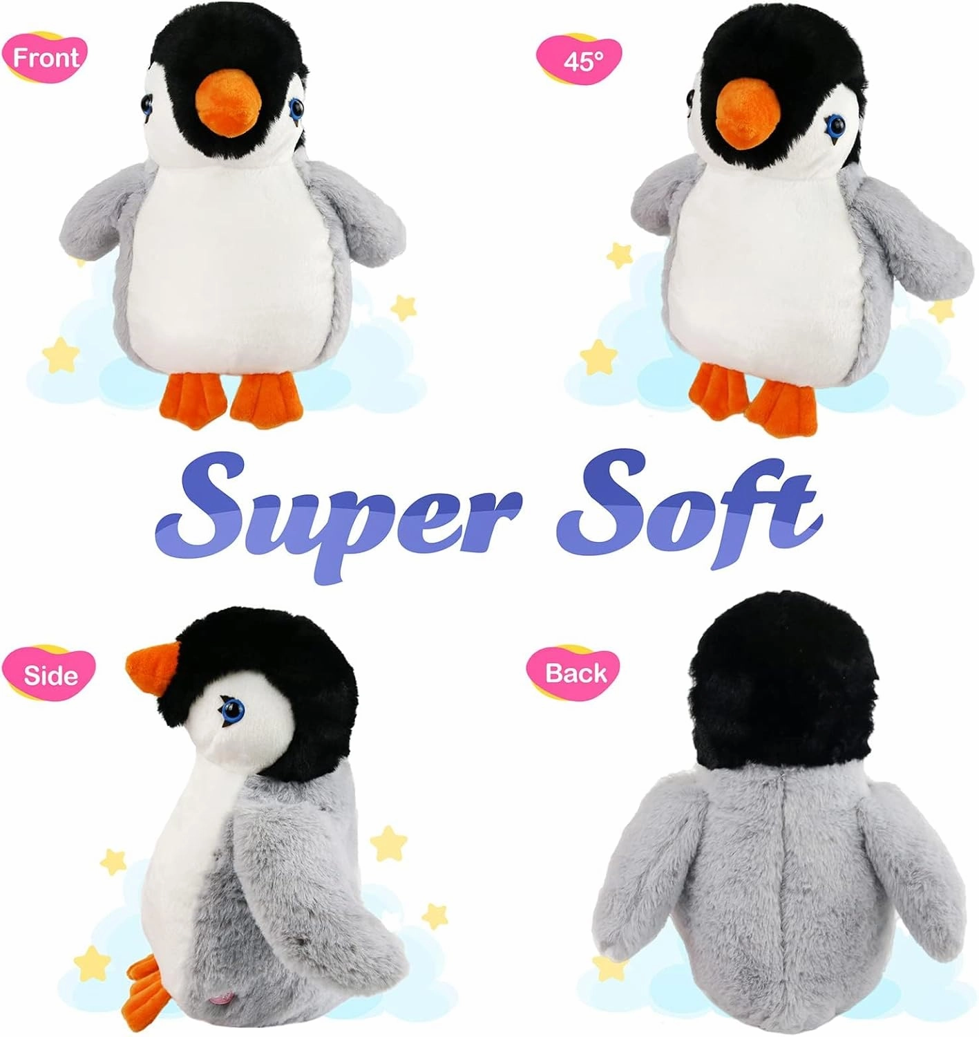 BSTAOFY Light up Penguin Stuffed Animal Glow Perky Adorable LED Floppy Plush Toy Nightlight Gift for Kids on Birthday Christmas Holiday, 11''