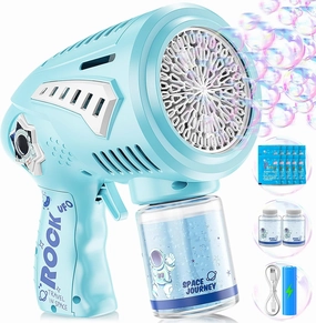 Bubble Gun - 72 Holes Space Bubbles Blaster with LED Light - Rechargeable Bubble Machine for Kids - Toys Gifts for Ages 3  Year Old Boys/Girls, for Outdoor Act, Birthday Party