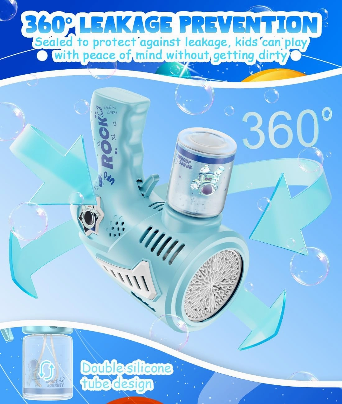 Bubble Gun - 72 Holes Space Bubbles Blaster with LED Light - Rechargeable Bubble Machine for Kids - Toys Gifts for Ages 3  Year Old Boys/Girls, for Outdoor Act, Birthday Party