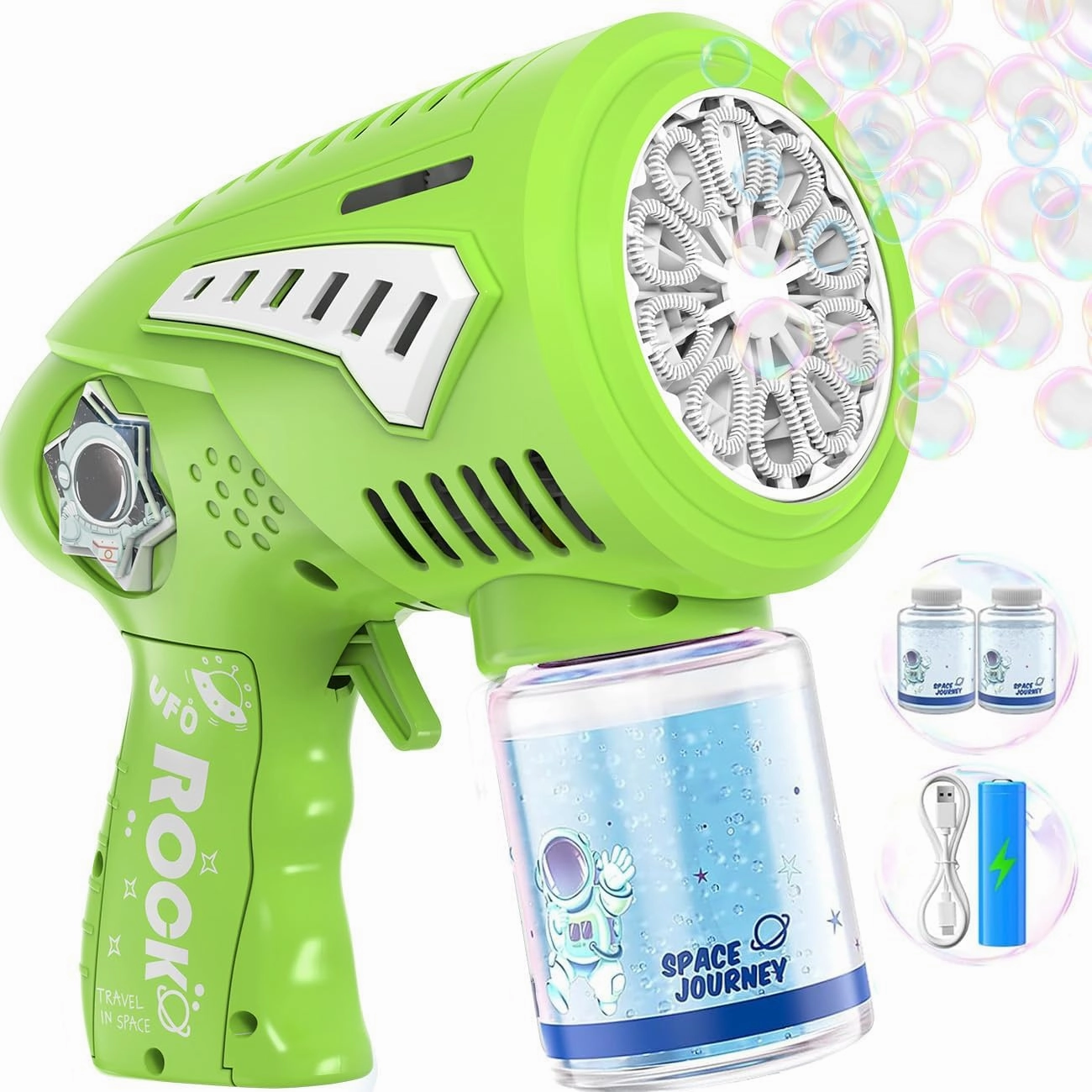 Bubble Gun - Rechargeable 10 Holes Bubbles Machine for Kids with LED Light - Blow Bigger Bubbles - Toys Gifts Ideas Age 3-15 for Boys Girls Party Favors Birthday Easter
