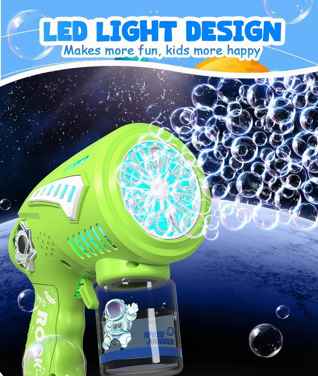 Bubble Gun - Rechargeable 10 Holes Bubbles Machine for Kids with LED Light - Blow Bigger Bubbles - Toys Gifts Ideas Age 3-15 for Boys Girls Party Favors Birthday Easter
