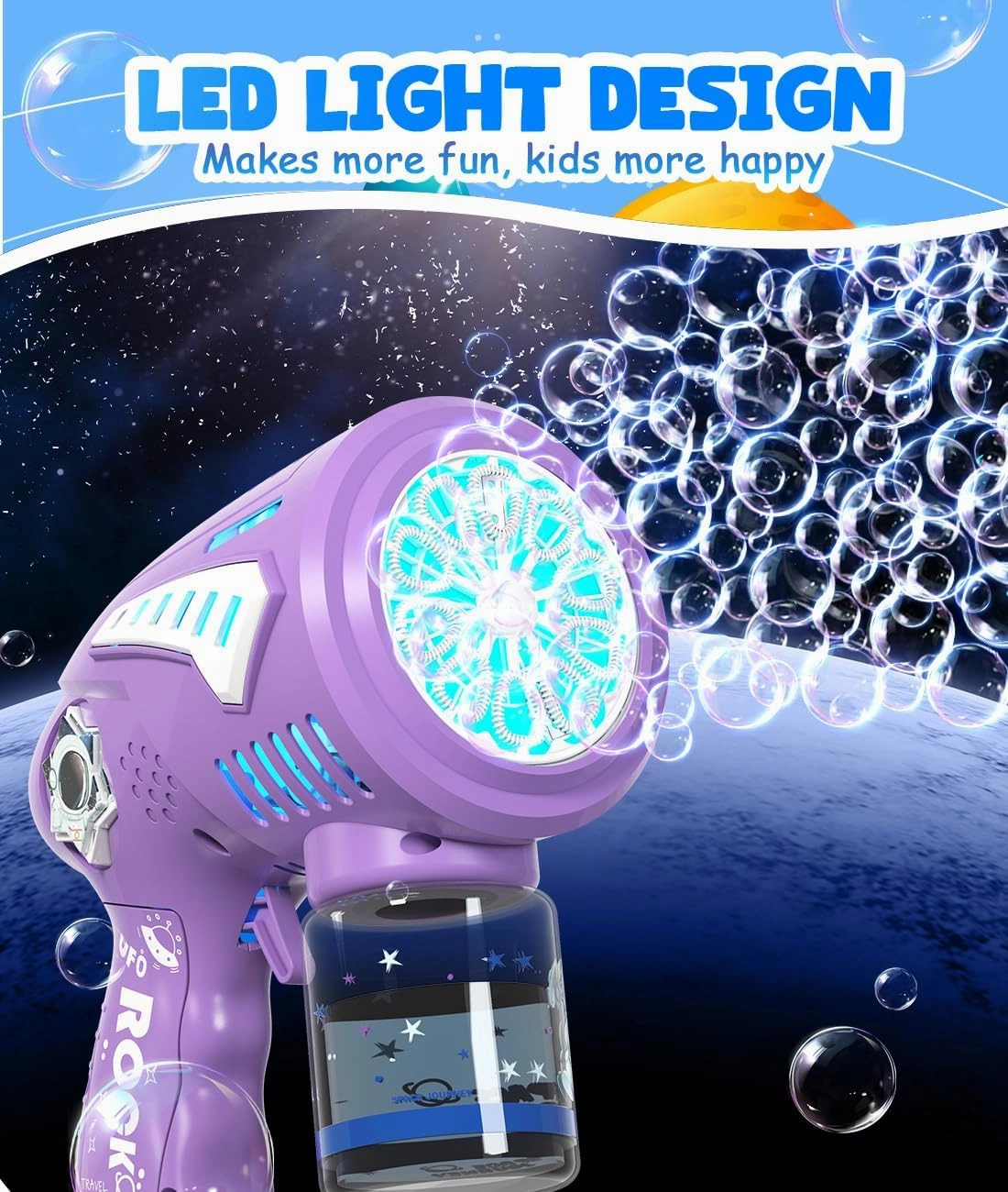 Bubble Gun - Rechargeable Bubbles Machine for Kids with LED Light - Blow Bigger Bubbles - Toys Gifts Ideas Age 3-15 for Boys Girls Party Favors Birthday Easter