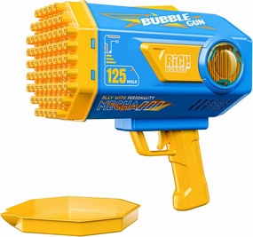 Bubble Gun Bazooka for Kids Toddlers, Upgraded 125-Hole Bubble Machine Blaster with Bubble Solution & Led, Outdoor Party Birthday Beach Toys for Toddlers Boys Girls, Blue