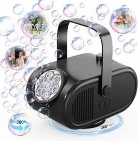 Bubble Machine for Kids – 360° Automatic Rotating Rechargeable Bubble Blower, 22000  Bubbles/Min, Fun Bubble Maker Toy for Toddlers Ages 3-5, Perfect for Birthday, Wedding, Party Gifts (Black)