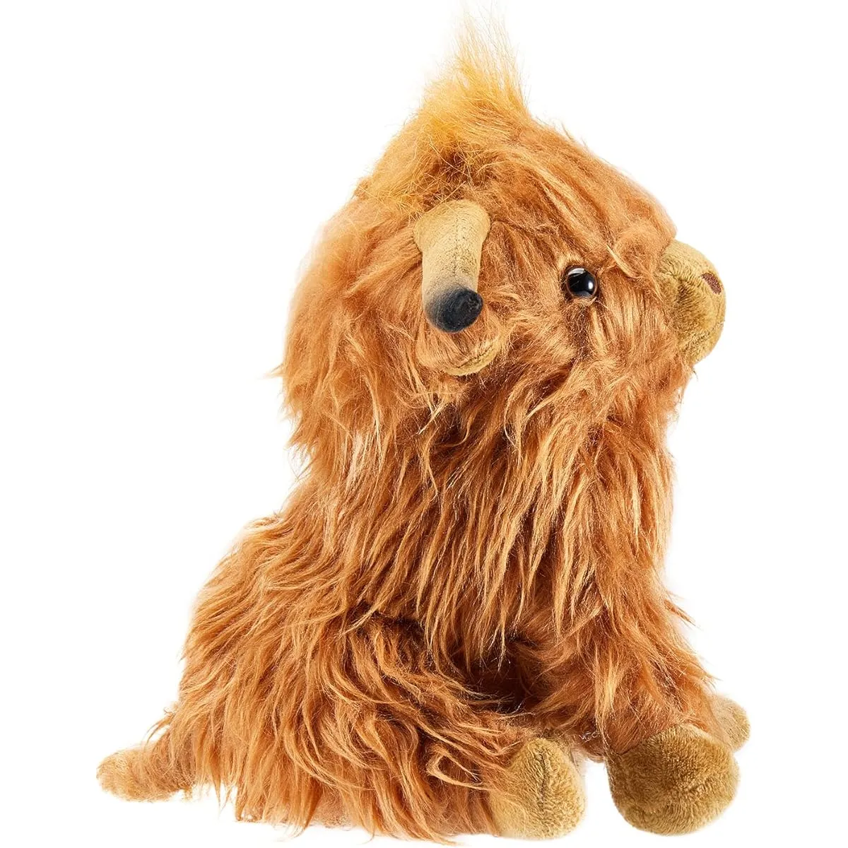 BULINGNA Highland Cow Plush Toy, Realistic Fluffy Scottish Cow Stuffed Animal Doll Gift for Adults and Kids (Brown B)