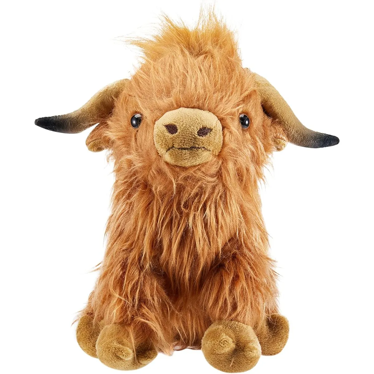 BULINGNA Highland Cow Plush Toy, Realistic Fluffy Scottish Cow Stuffed Animal Doll Gift for Adults and Kids (Brown B)