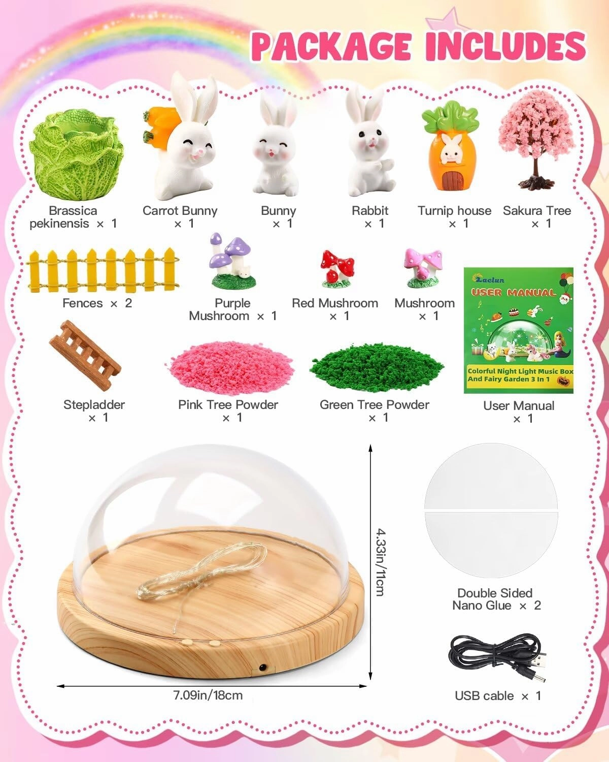 Bunny Toys for Girls - Make Your Own Rabbit Night Light with Music, Arts and Crafts for Kids, Gifts for 3-8 Year Old Girls, Ideal Christmas Gifts