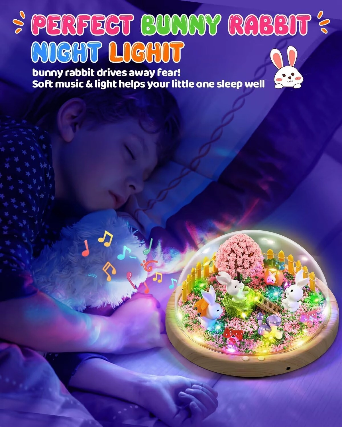 Bunny Toys for Girls - Make Your Own Rabbit Night Light with Music, Arts and Crafts for Kids, Gifts for 3-8 Year Old Girls, Ideal Christmas Gifts