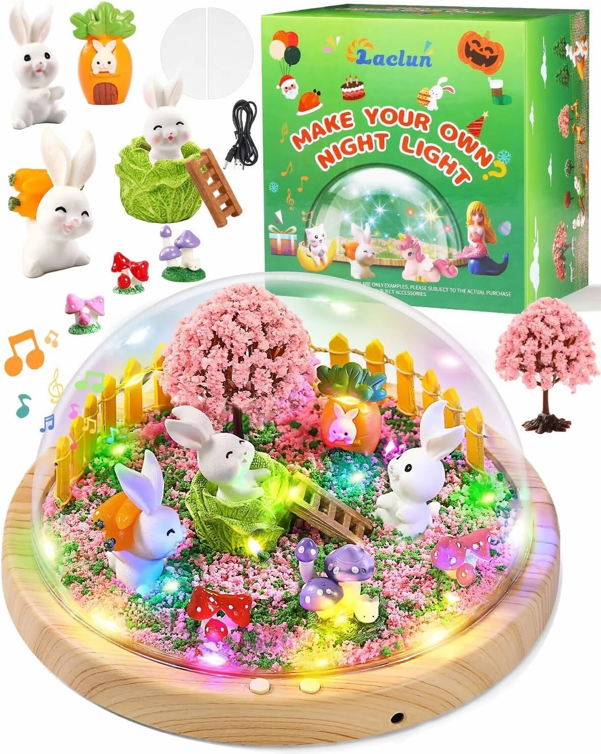 Bunny Toys for Girls - Make Your Own Rabbit Night Light with Music, Arts and Crafts for Kids, Gifts for 3-8 Year Old Girls, Ideal Christmas Gifts