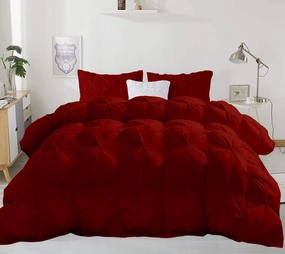 Burgundy Pinch Pleat Comforter Set Oversized Queen 400 GSM 3 Piece (Comforter   2 Pillowcases) Egyptian Cotton Oversized Queen Size Bed in a Bag Comforter Set
