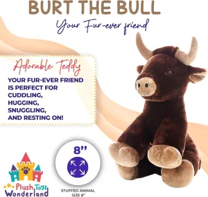 Burt The Bull 8-Inch – Soft Stuffed Animal Farm Plush Toy for Kids, Toddlers, Boys & Girls, Cute Plushie for Baby Showers, Birthday Gifts, Holiday Collectibles & Room Decor
