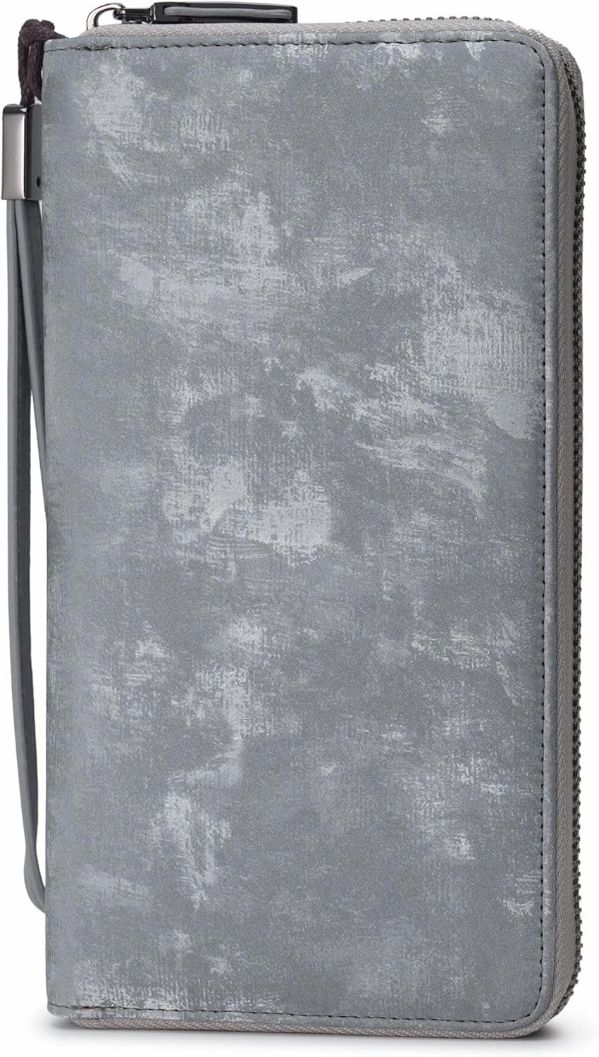Bveyzi Women RFID Blocking Wallet Leather Zip Around Phone Clutch Large Capacity Ladies Travel Purse Wristlet