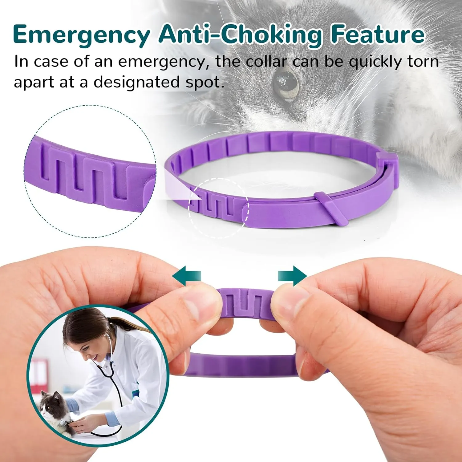 Calming Collar for Cats, Pheromone Collar for Cat Anxiety Relief, 60 Days Adjustable Waterproof TPE, Cat Calming Collars Helps Calm During Loud Noises and Separation (Rainbow, 2 Pack)