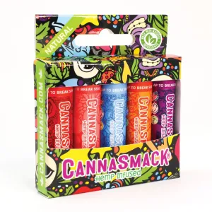 CannaSmack Natural Hemp Lip Balm - Sooth, Protect, & Moisturize Your Lips. 5 Flavors - Mango, Tropical, Peach, Berry, & Cherry - Beeswax, Hemp Seed Oil, Coconut Oil, & Vitamin E - Cruelty Free