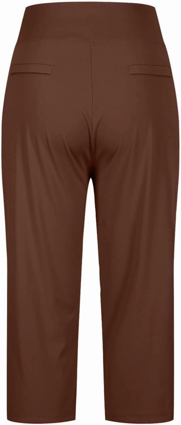 Capri Pants for Women Summer Trendy Straight Leg High Waisted Capris 2025 Elastic Business Casual Bottoms with Pocket