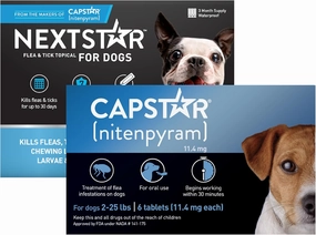 CAPSTAR Flea Treatment for Dogs 2-25 lbs (6 Doses)   NEXTSTAR Flea and Tick Prevention for Small Dogs 5-22 lbs (3 Doses) Bundle